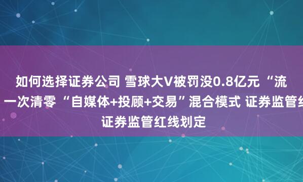 如何选择证券公司 雪球大V被罚没0.8亿元 “流量变现”一次清零 “自媒体+投顾+交易”混合模式 证券监管红线划定